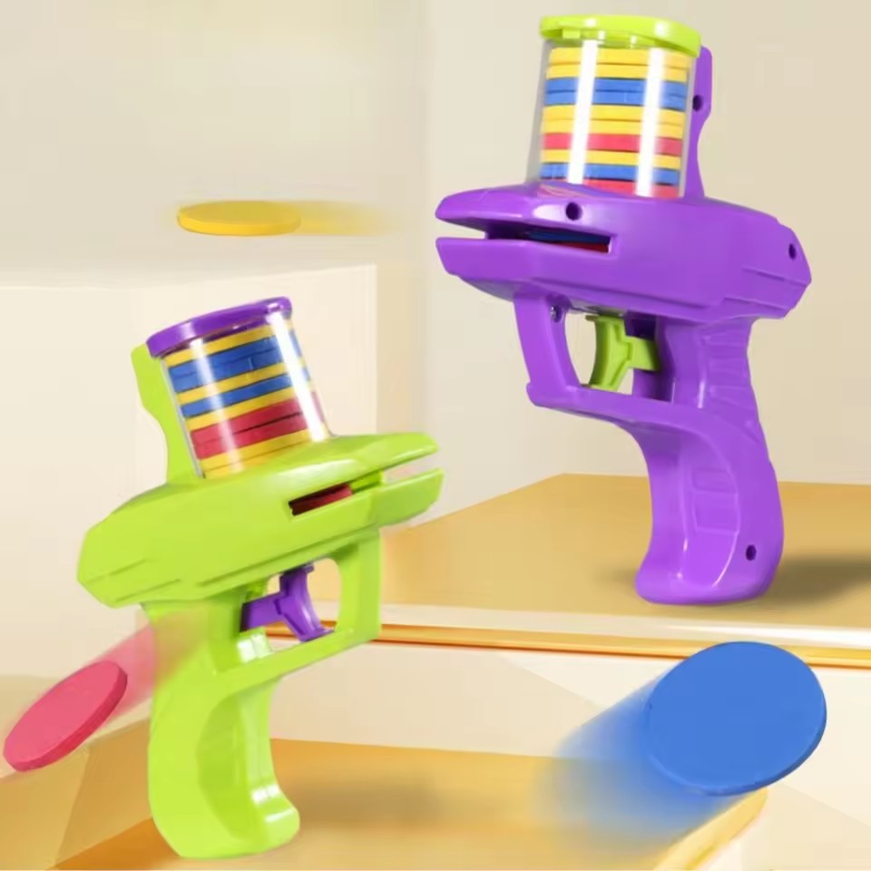 Party Games Console - เครื่องยิงจานโฟม จานบิน เครื่องยิงจานแบบมือถือ เกมยิงในร่ม ของเล่นสนามหลังบ้านกลางแจ้ง สำหรับเด็กชายและเด็กหญิง