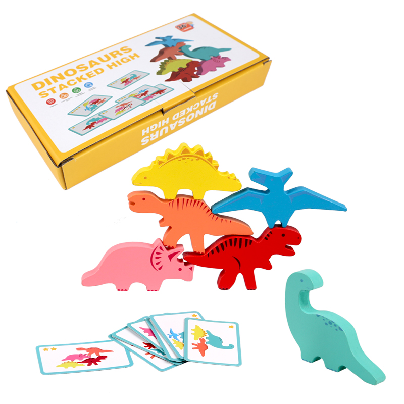 Party Games At Home - ไม้บล็อกของเล่นเด็กสัตว์ไดโนเสาร์อาคารซ้อนสูงเกมกระดานไม้ Montessori ของเล่นเด็กของขวัญ