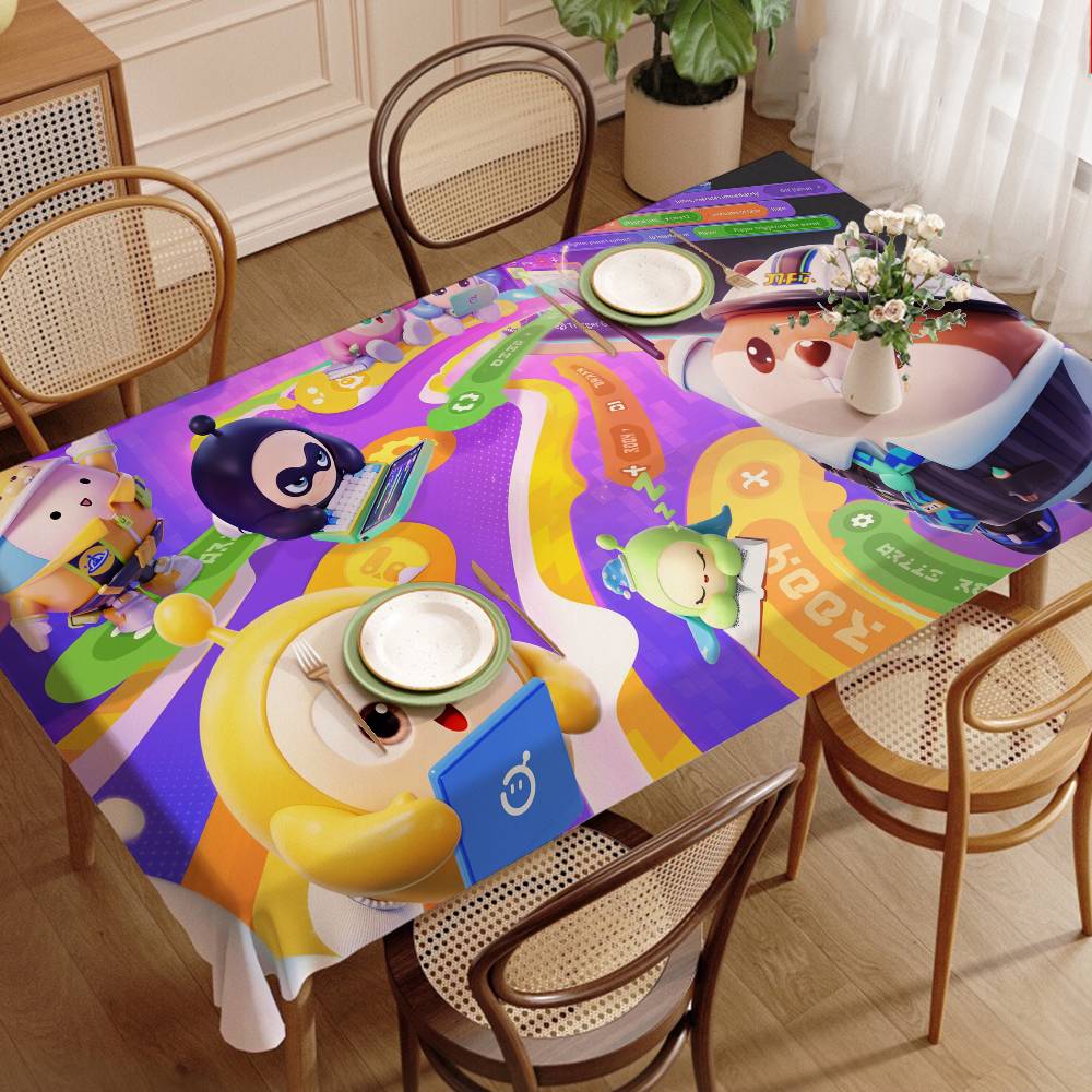 Party Games Egg - ผ้าปูโต๊ะลายเกม Egg Party ทรงสี่เหลี่ยมผืนผ้า ผ้าปูโต๊ะกันคราบน้ำมัน ผ้าปูโต๊ะกันน้ำ