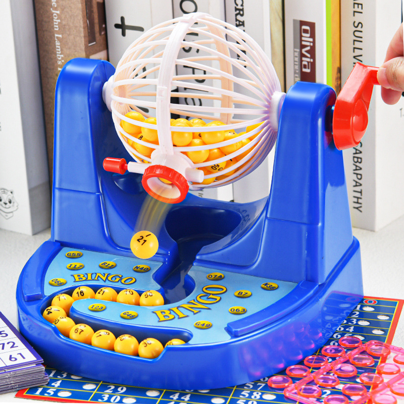 Party Games Console - เครื่องจ่ายเลขลอตเตอรี่บิงโกแบบคลาสสิกสำหรับเกมครอบครัวแบบหลายผู้เล่น ปาร์ตี้แบบโต้ตอบบนโต๊ะ ของเล่นเสริมสร้างความสนุกและเสริมทักษะ ชุดของขวัญ