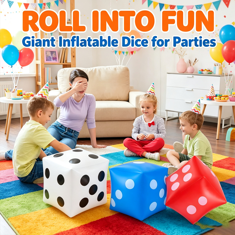 Party Games Gamecube - ลูกเต๋าพีวีซีเป่าลมขนาดใหญ่ สำหรับเกมส์อินเทอร์แอคทีฟ ของเล่นลูกบาศก์ตัวเลขยักษ์สุดสนุก สำหรับงานปาร์ตี้ที่บาร์ กิจกรรมกลางคืน งานสร้างทีม