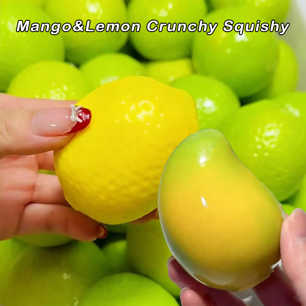Party Games Crazy - ของเล่นบีบคลายเครียดมะนาวกรอบทำมือ เปลี่ยนสีได้ ของเล่นบีบมะม่วงกรุบกรอบ ของเล่นฟิดเจ็ต ASMR ของเล่นบรรเทาความเครียด